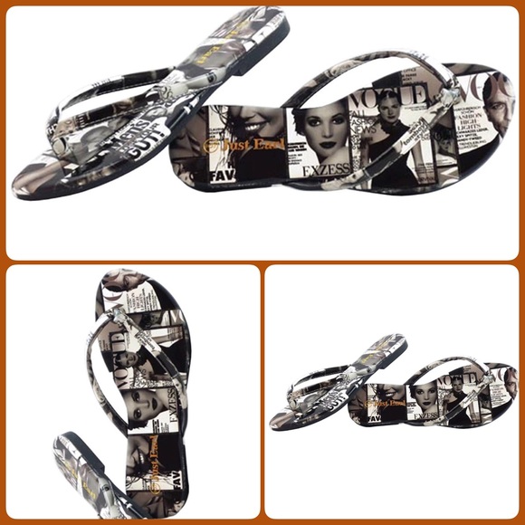 Just Earl Magazine Print Flip Flops - Picture 2 of 3